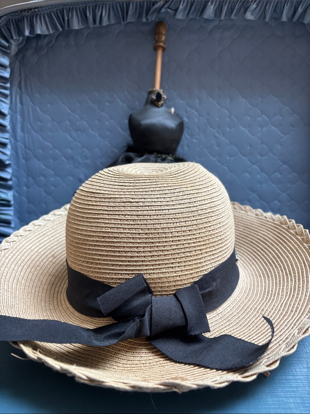 Sun ‘N’ Sand UPF 50+ Summer Sun Shade Hat Black Ribbon Trim One Size